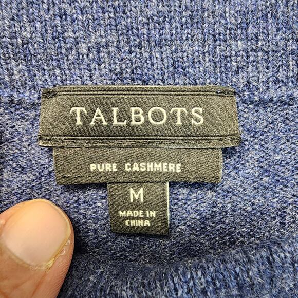 Talbots Womens Cashmere Sweater Medium Blue 3/4 Sleeve Classic Preppy Office Y2K - Picture 3 of 8